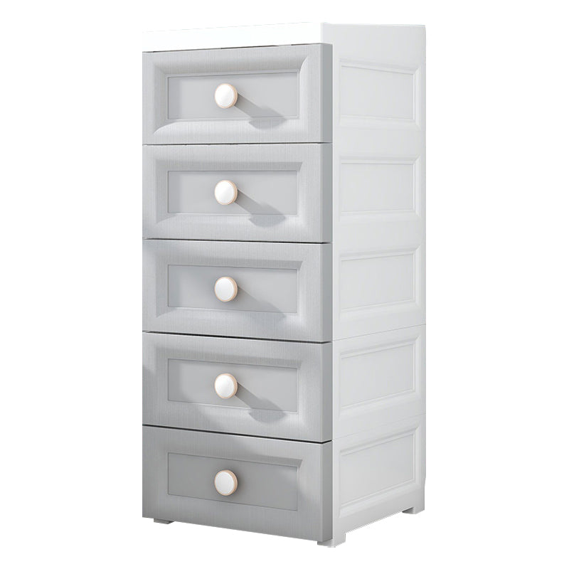 5 Drawers Vertical Kids Nightstand Modernism Plastic Nursery Dresser for Room