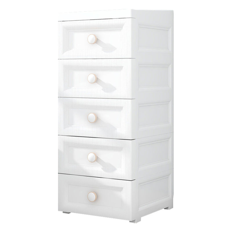 5 Drawers Vertical Kids Nightstand Modernism Plastic Nursery Dresser for Room