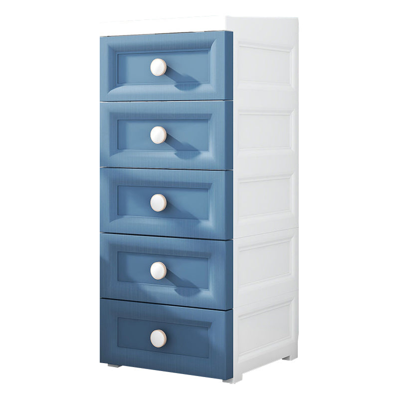 5 Drawers Vertical Kids Nightstand Modernism Plastic Nursery Dresser for Room