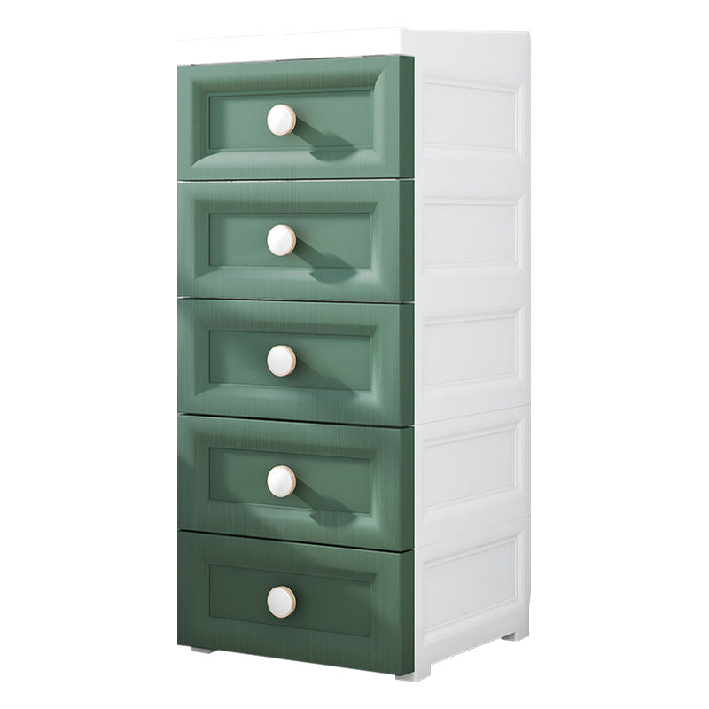 5 Drawers Vertical Kids Nightstand Modernism Plastic Nursery Dresser for Room