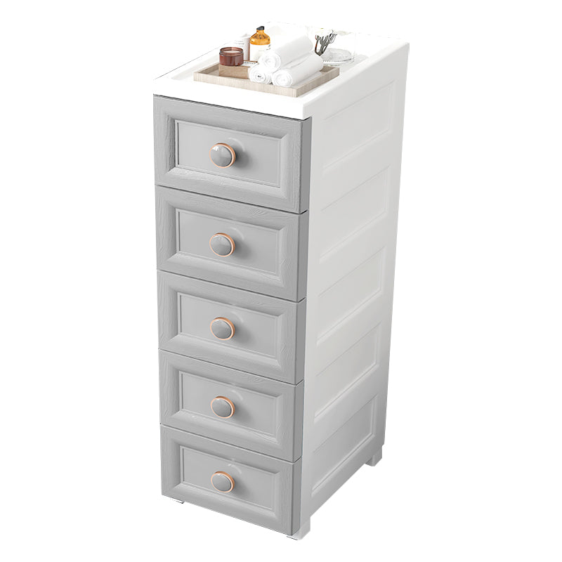 Contemporary Plastic Nursery Dresser 5 Drawers Vertical Kids Nightstand for Room