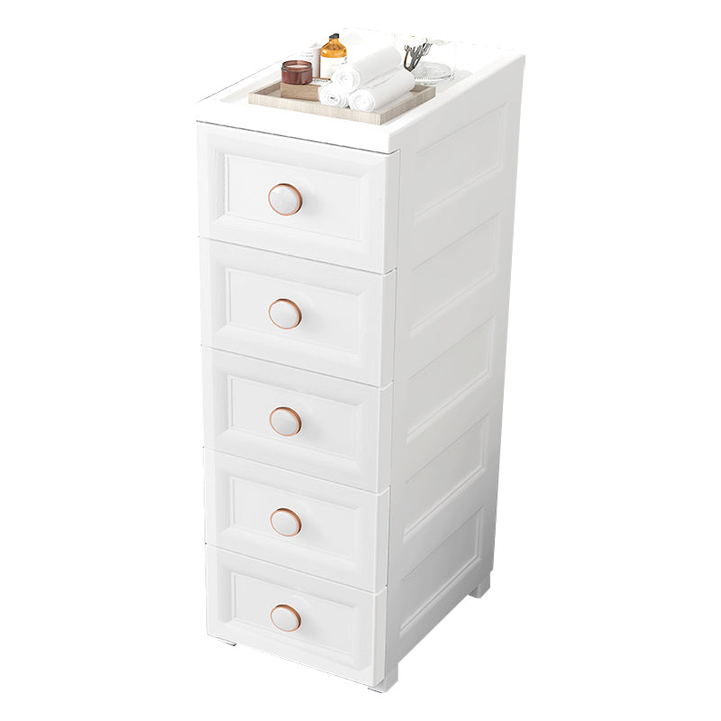 Contemporary Plastic Nursery Dresser 5 Drawers Vertical Kids Nightstand for Room