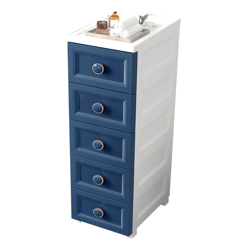 Contemporary Plastic Nursery Dresser 5 Drawers Vertical Kids Nightstand for Room