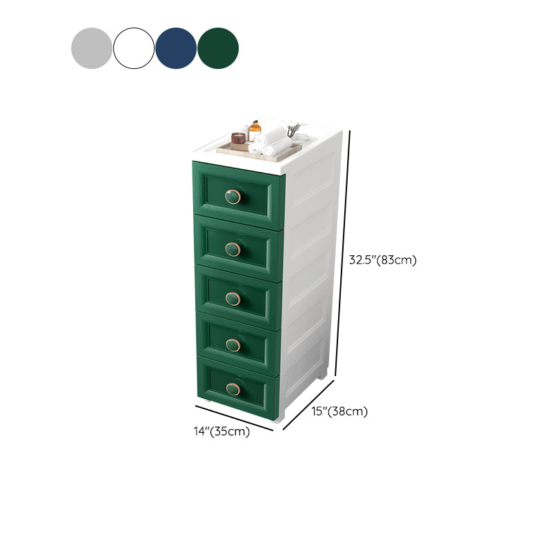 Contemporary Plastic Nursery Dresser 5 Drawers Vertical Kids Nightstand for Room