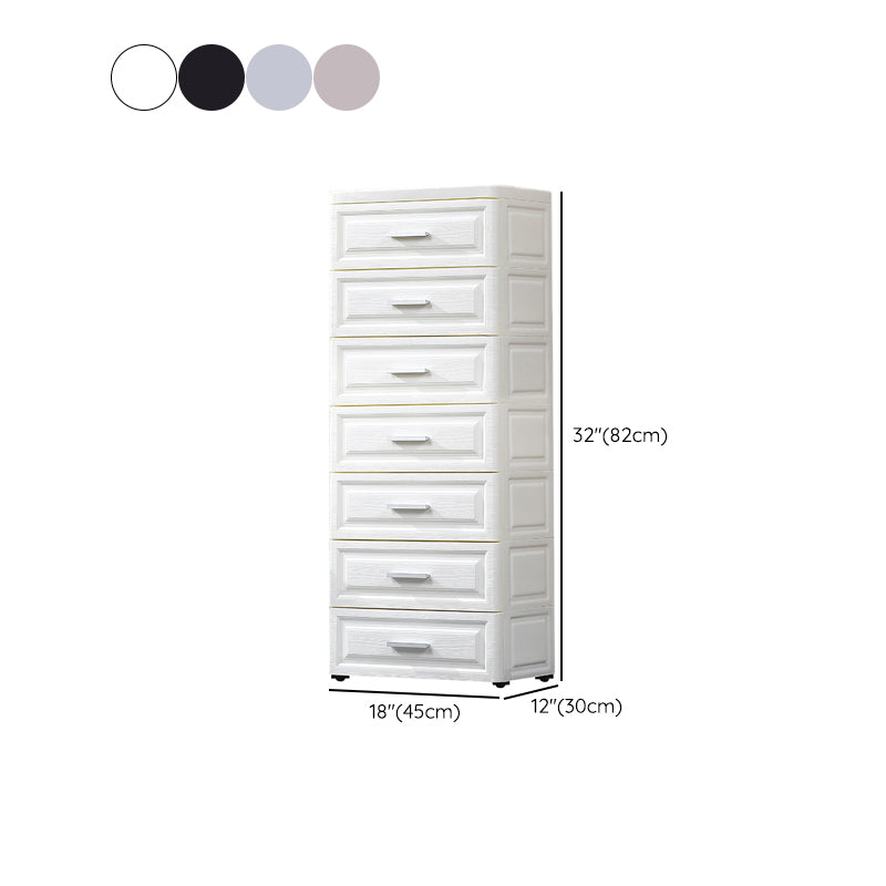 Scandinavian Plastic Kids Nightstand Vertical Nursery Dresser with 7 Drawers for Home