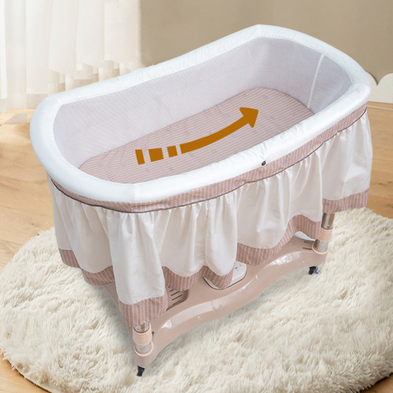 Gliding Oval Crib Cradle Solid Metal Cradle with Canopy and Stand