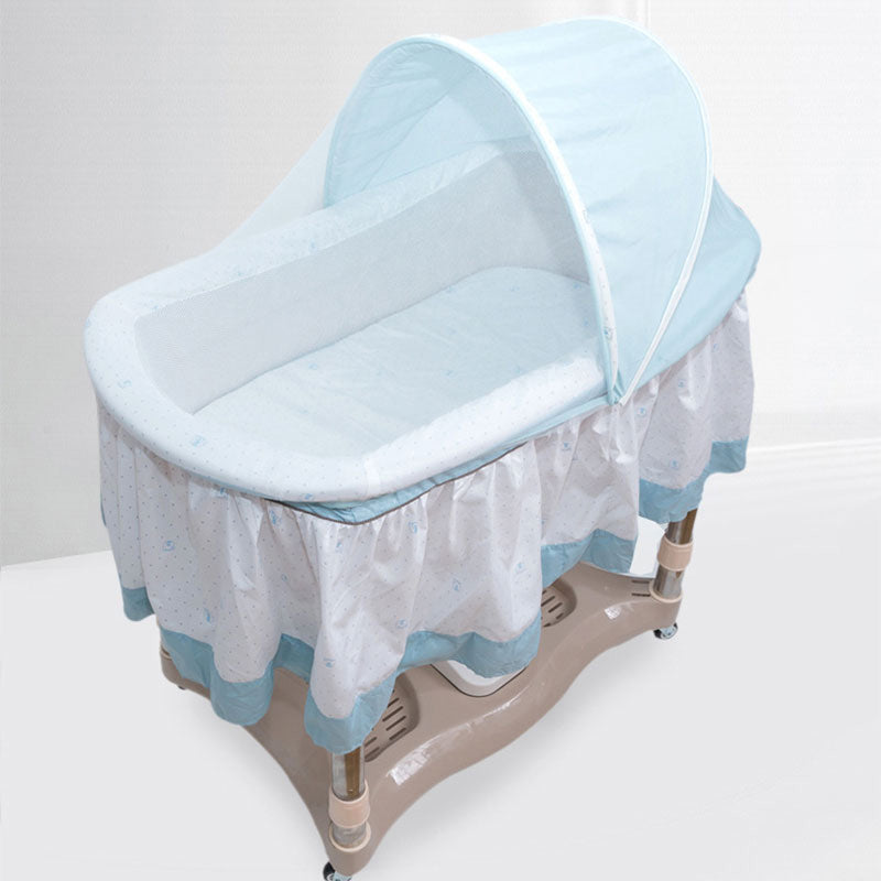 Gliding Oval Crib Cradle Solid Metal Cradle with Canopy and Stand