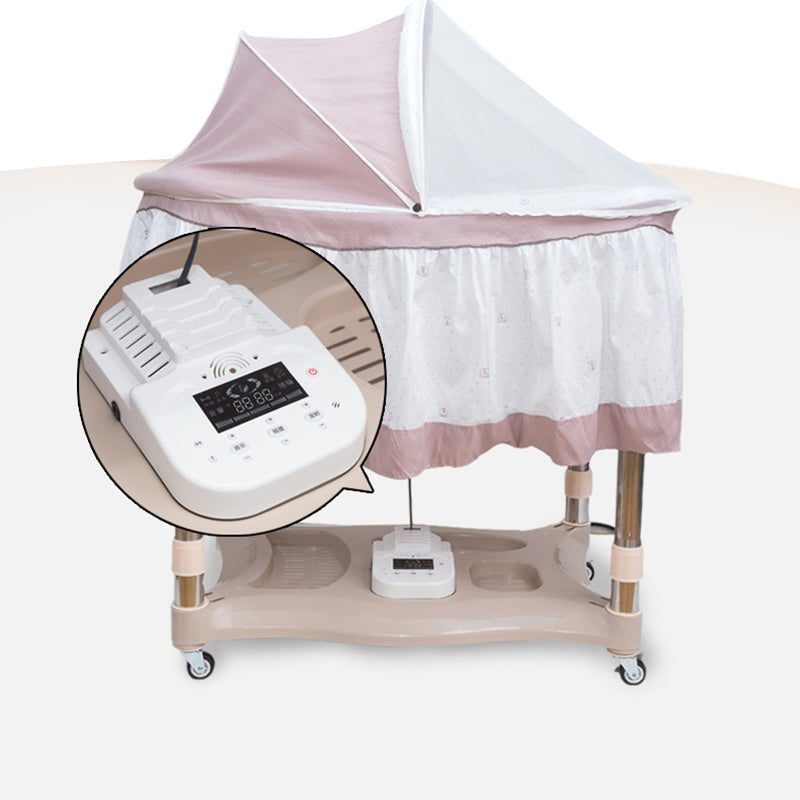 Gliding Oval Crib Cradle Solid Metal Cradle with Canopy and Stand