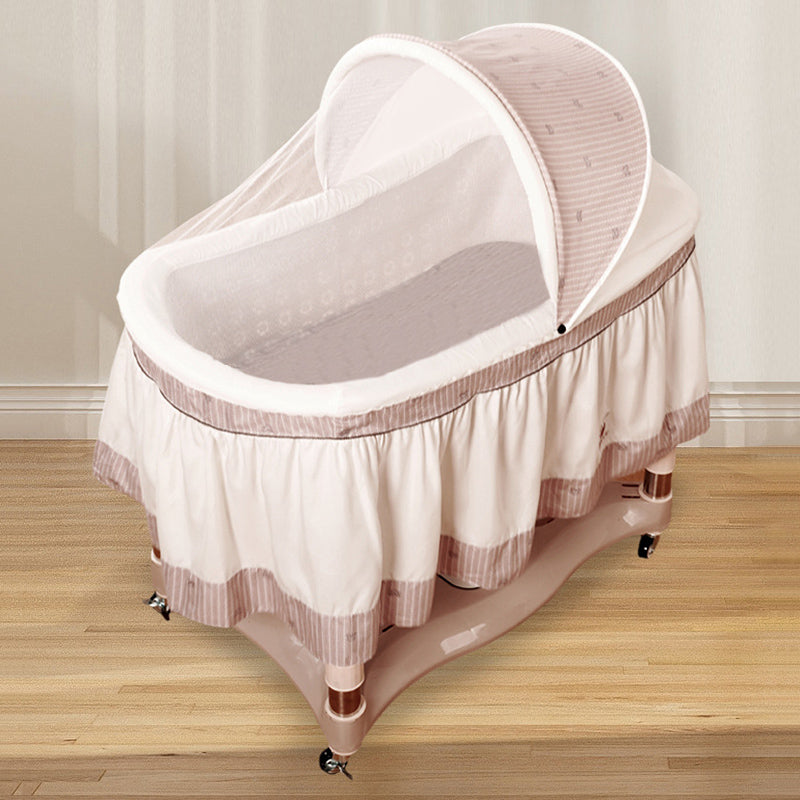 Gliding Oval Crib Cradle Solid Metal Cradle with Canopy and Stand