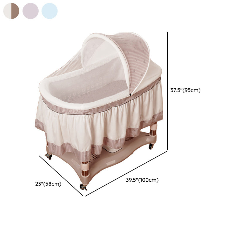 Gliding Oval Crib Cradle Solid Metal Cradle with Canopy and Stand