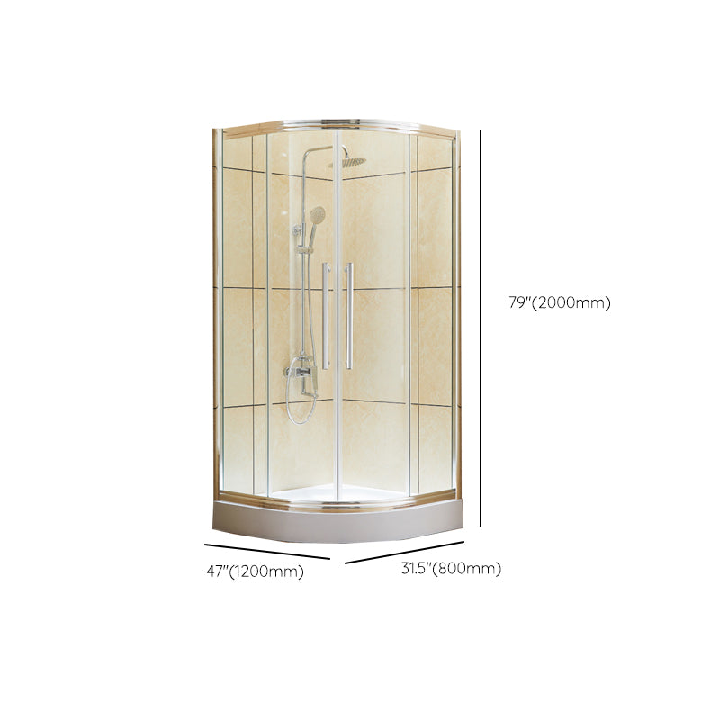 Rounded Framed Shower Enclosure Tempered Glass Double Sliding Shower Kit