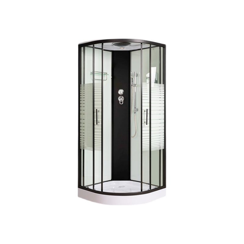 Round Shower Stall Double Sliding Door Tempered Glass Shower Enclosure