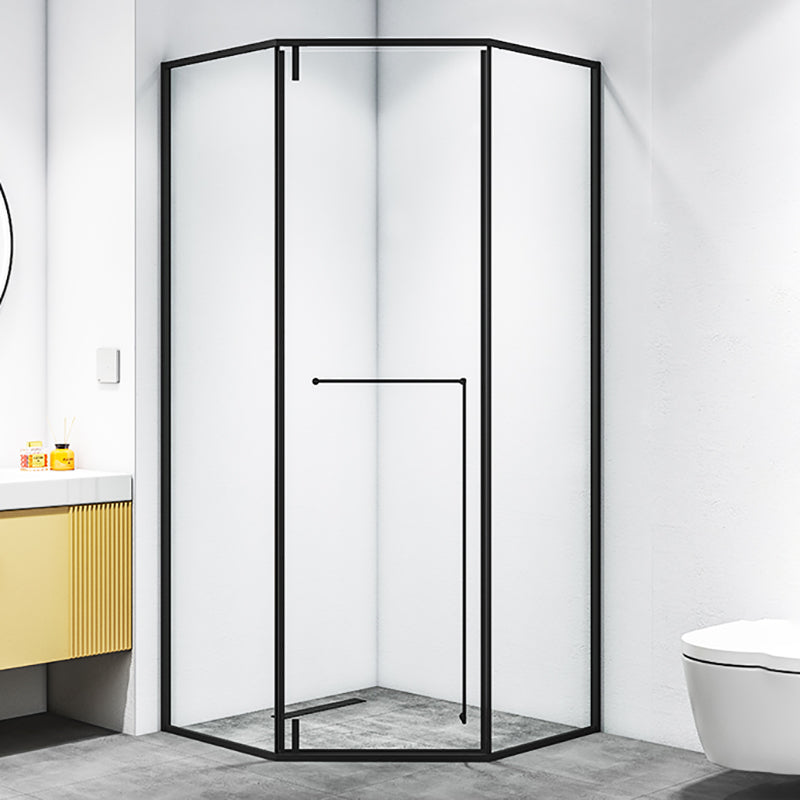 Black and Gray Shower Enclosure Neo-Angle Easy Clean Glass Shower Stall