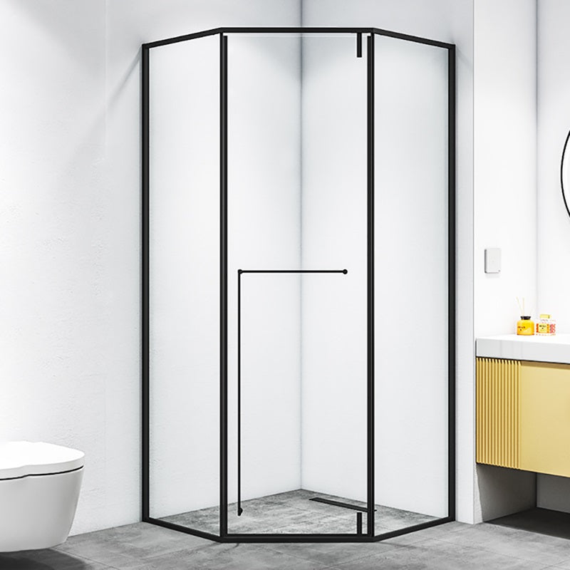 Black and Gray Shower Enclosure Neo-Angle Easy Clean Glass Shower Stall