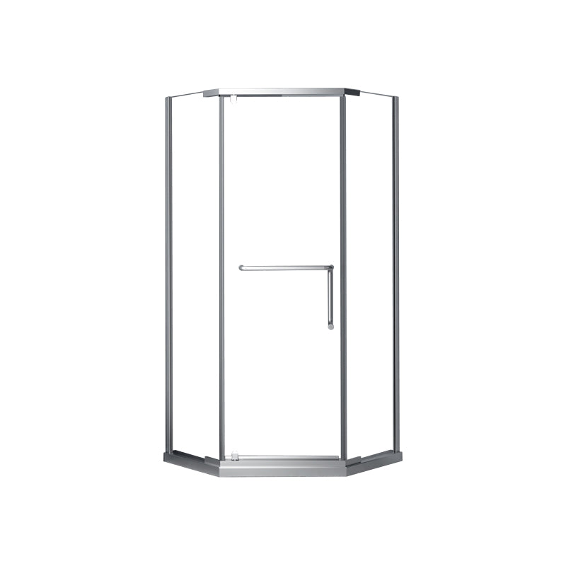 Black and Silver Neo-Angle Shower Enclosure Tempered Glass Shower Enclosure