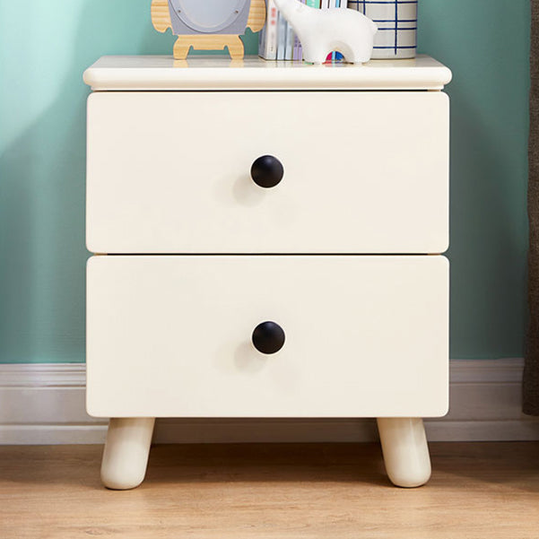 Modern Kids Nightstand White Wood Kids Bedside Table with Metal Handles