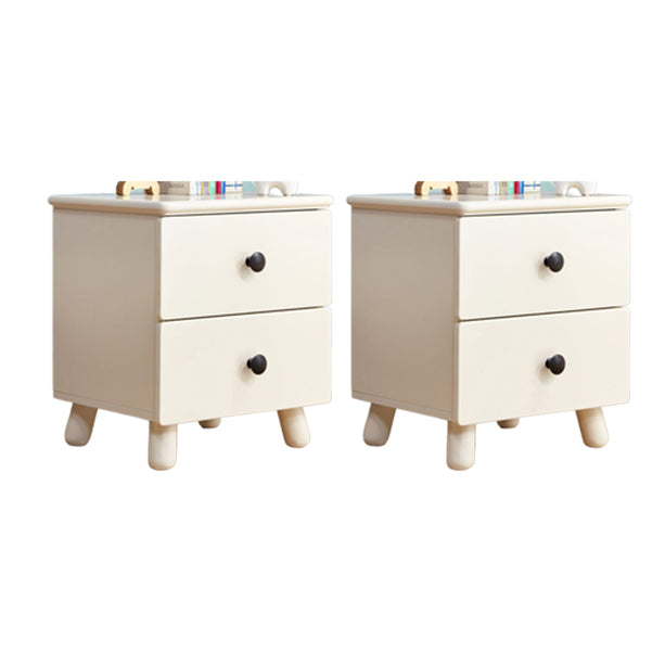 Modern Kids Nightstand White Wood Kids Bedside Table with Metal Handles