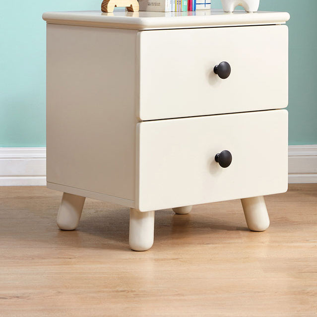 Modern Kids Nightstand White Wood Kids Bedside Table with Metal Handles