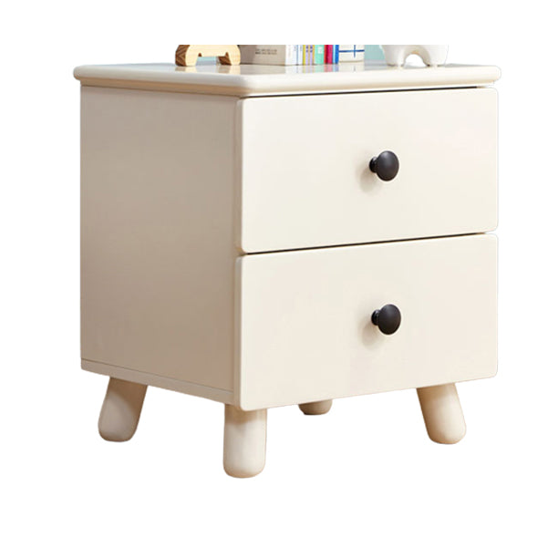 Modern Kids Nightstand White Wood Kids Bedside Table with Metal Handles