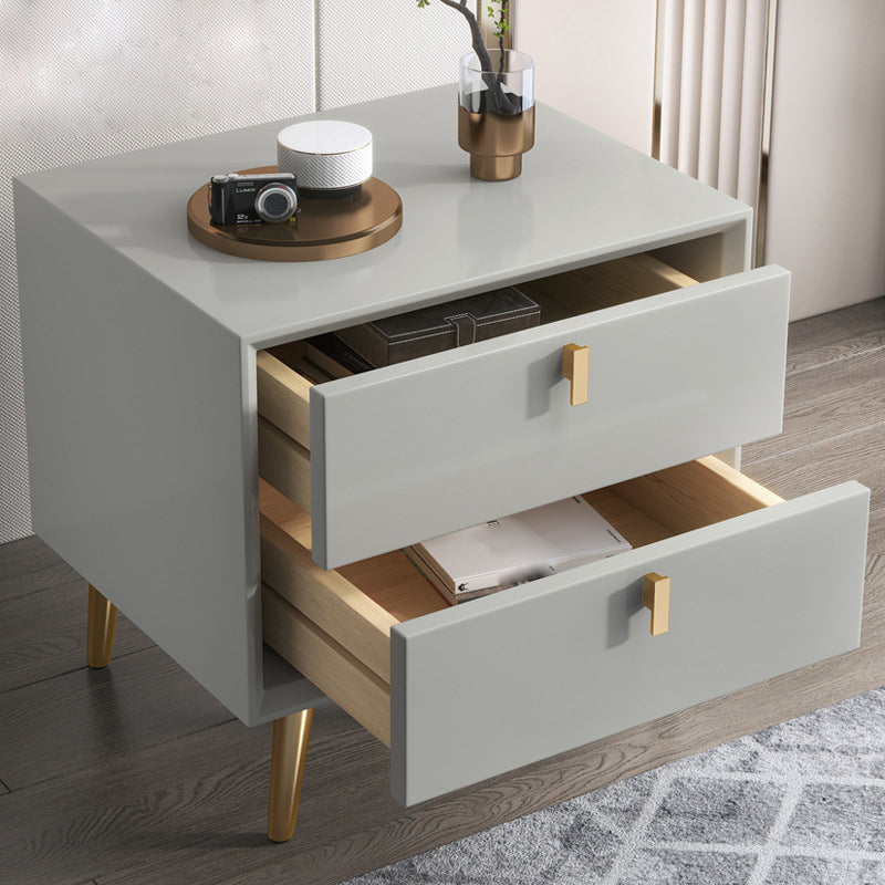 Modern Night Table Drawer Storage Rubber Wood Nightstand for Bedroom