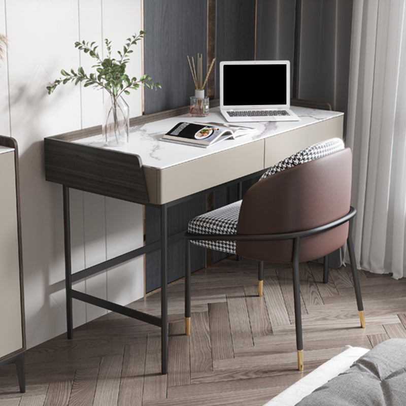 Modern Office Task Desk Rectangular Shape Grey Writing Desk with 4 Legs