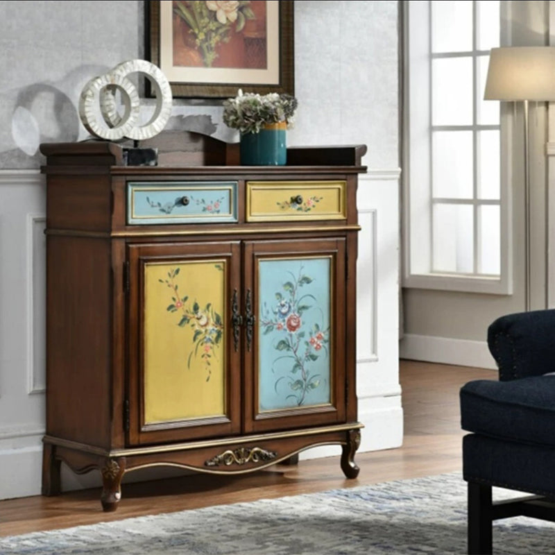 Industrial Rectangle Accent Cabinet Solid Wood Cabriole Legs Accent