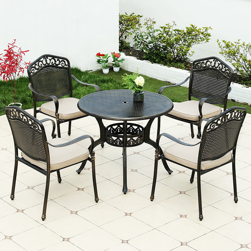 Metal Dining Table with Water Resistant Contemporary Patio Table