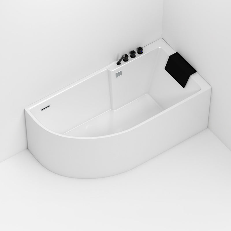 Corner Modern Acrylic Bathtub Soaking White Back to Wall Bath