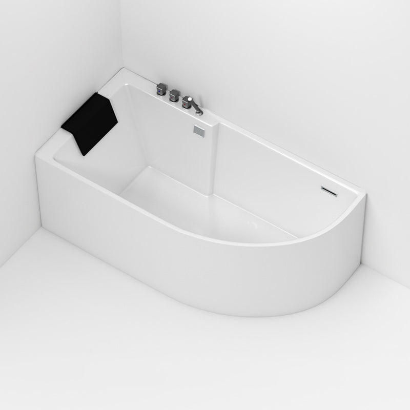 Corner Modern Acrylic Bathtub Soaking White Back to Wall Bath