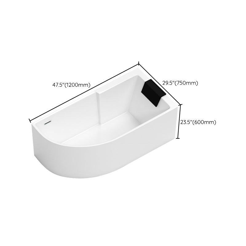 Corner Modern Acrylic Bathtub Soaking White Back to Wall Bath