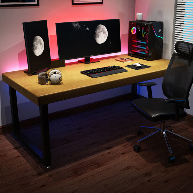 Industrial Rectangular Gaming Desk Solid Wood 29.53" Tall Computer Desk