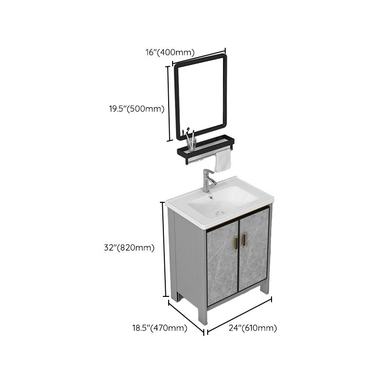 Bathroom Vanity Set Drawer Ceramic Sink Faucet Free Standing Vanity Set with Mirror