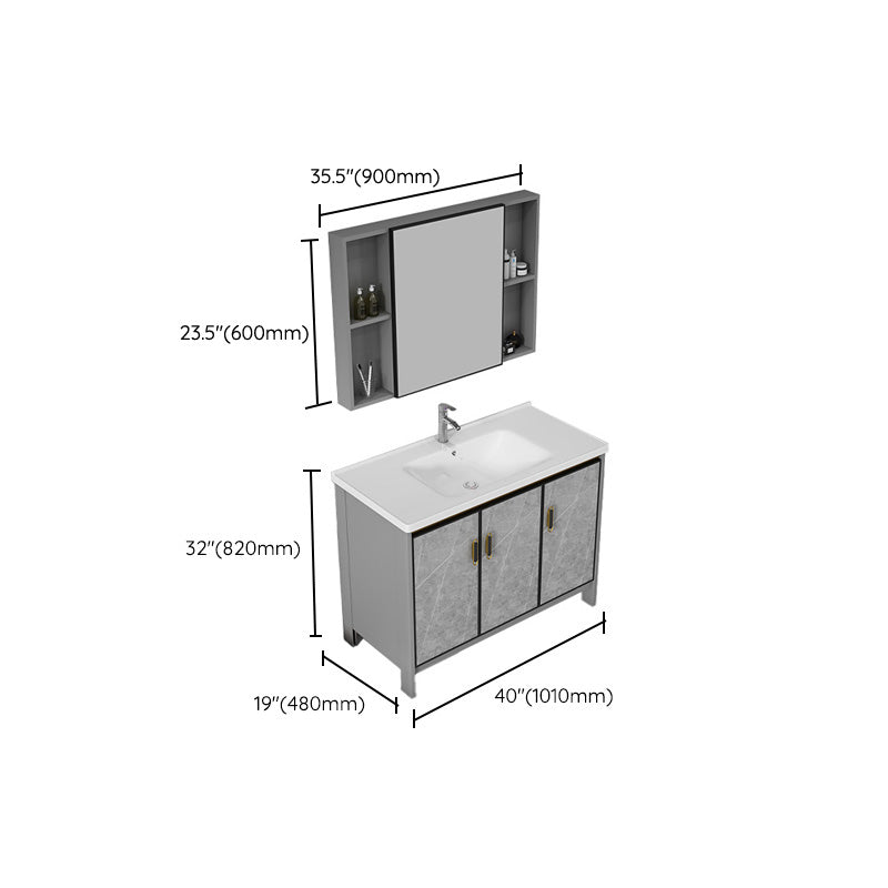 Bathroom Vanity Set Drawer Ceramic Sink Faucet Free Standing Vanity Set with Mirror