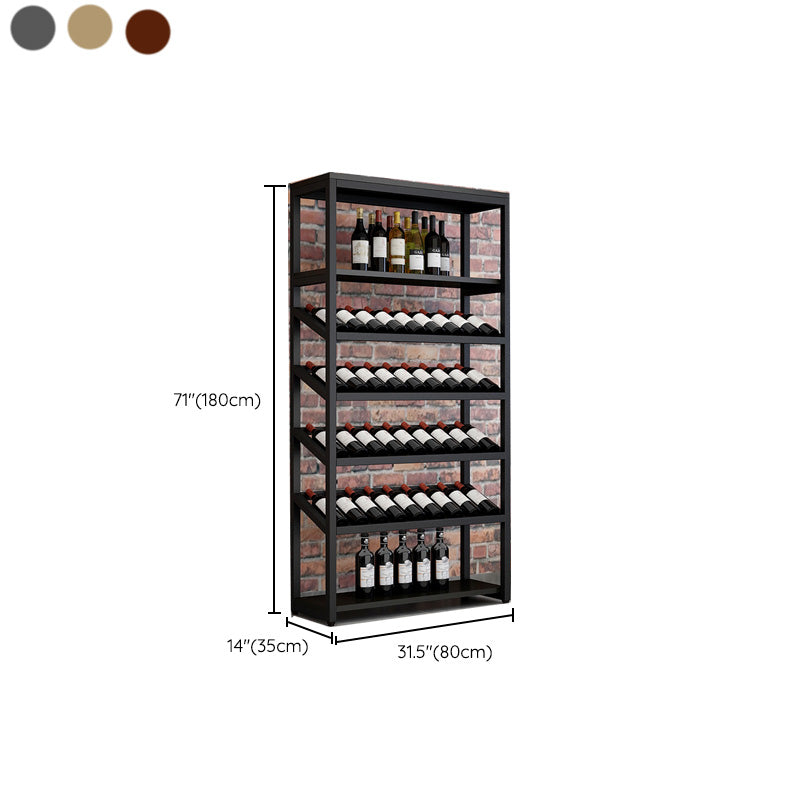 Metal Floor Wine Bottle & Glass Rack Modern Wooden Wine Holder for Kitchen