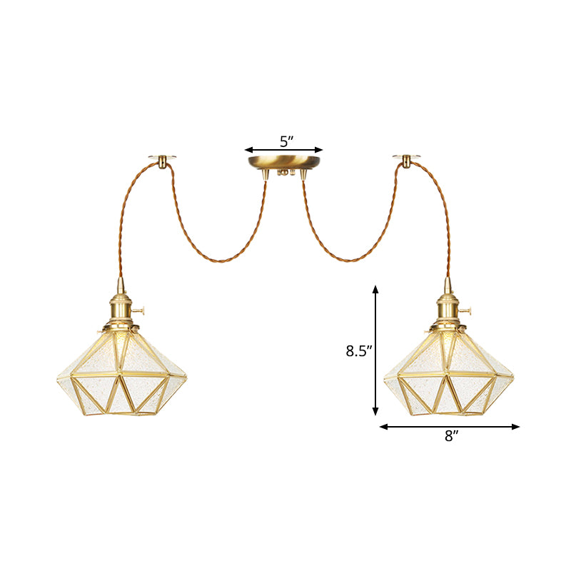 Goud 2/3/4 kopt meerdere hangend licht traditioneel helder water glazen diamant swag hanger lamp armatuur