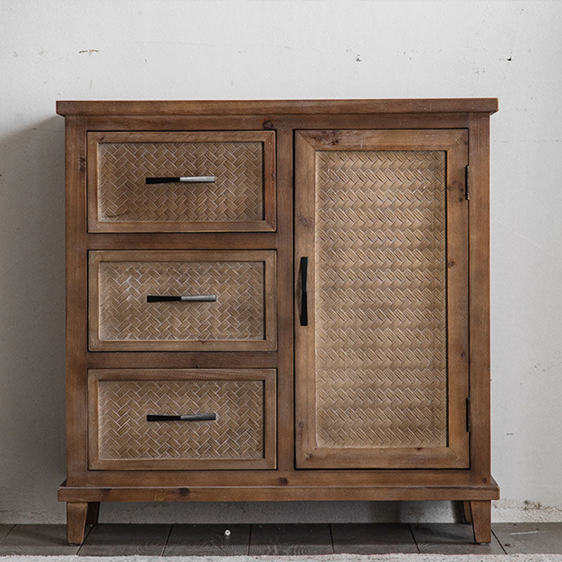 Traditional Wooden Dining Server Open Storage Sideboard for Dining Room