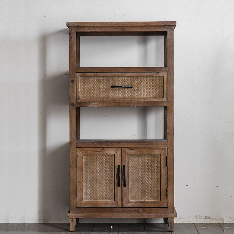 Traditional Wooden Dining Server Open Storage Sideboard for Dining Room