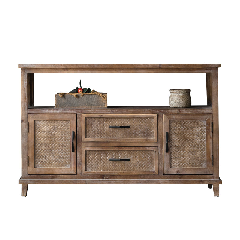 Traditional Wooden Dining Server Open Storage Sideboard for Dining Room