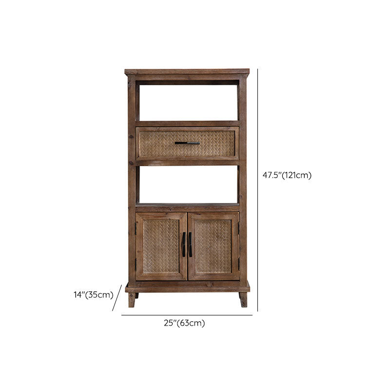 Traditional Wooden Dining Server Open Storage Sideboard for Dining Room