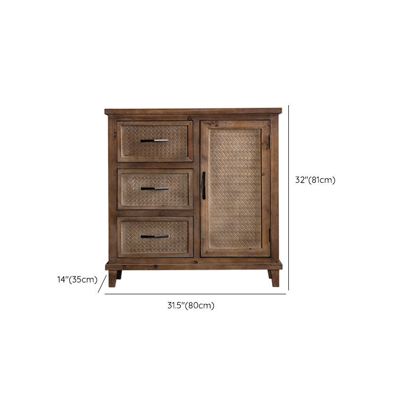 Traditional Wooden Dining Server Open Storage Sideboard for Dining Room