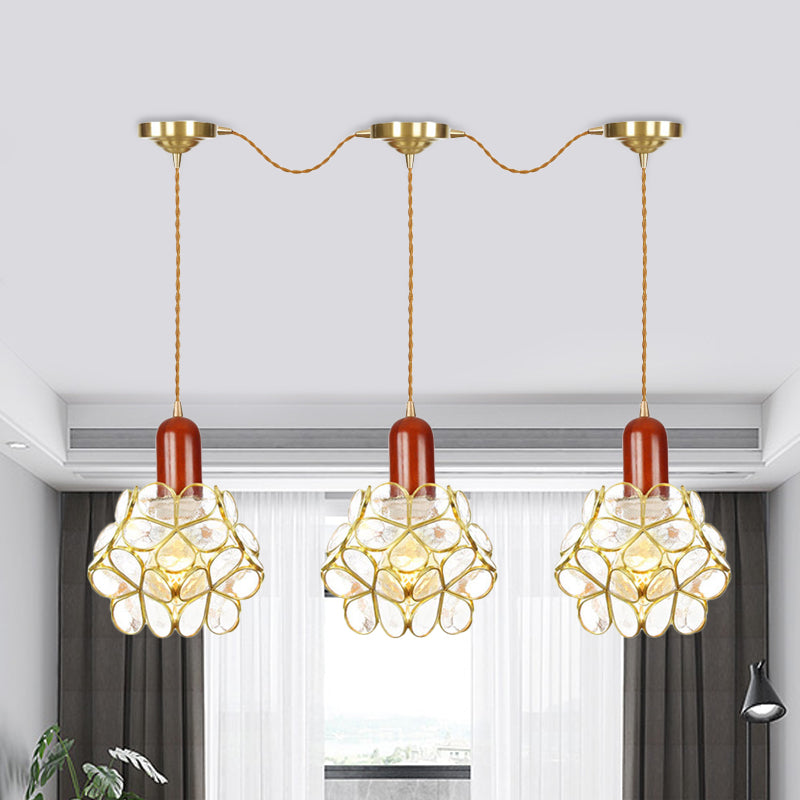 Metal Gold Cluster Pendant Light Floral 3/5/7 Heads Tradition Series Connexion Plafond Plafond