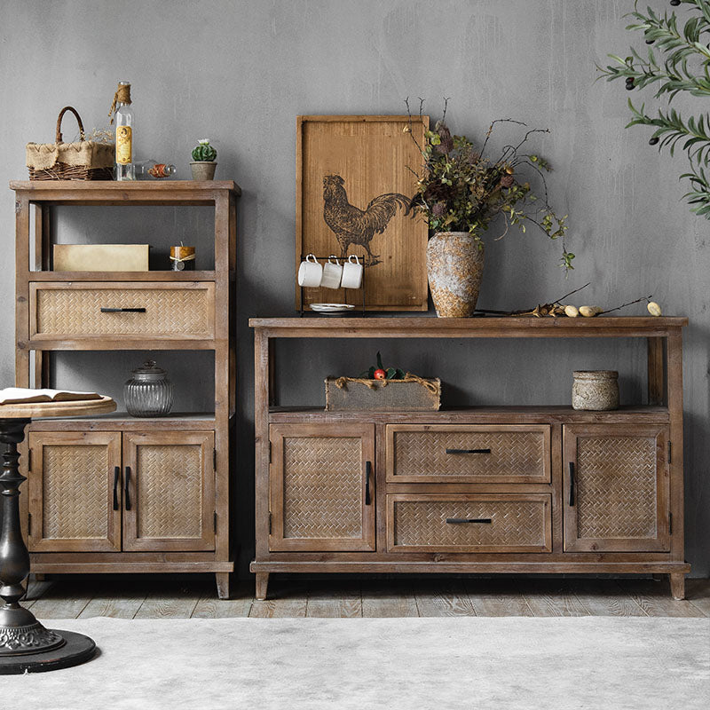 Farmhouse Sideboard Table Home Wooden Server with 1/2/3-Drawer for Dining Room