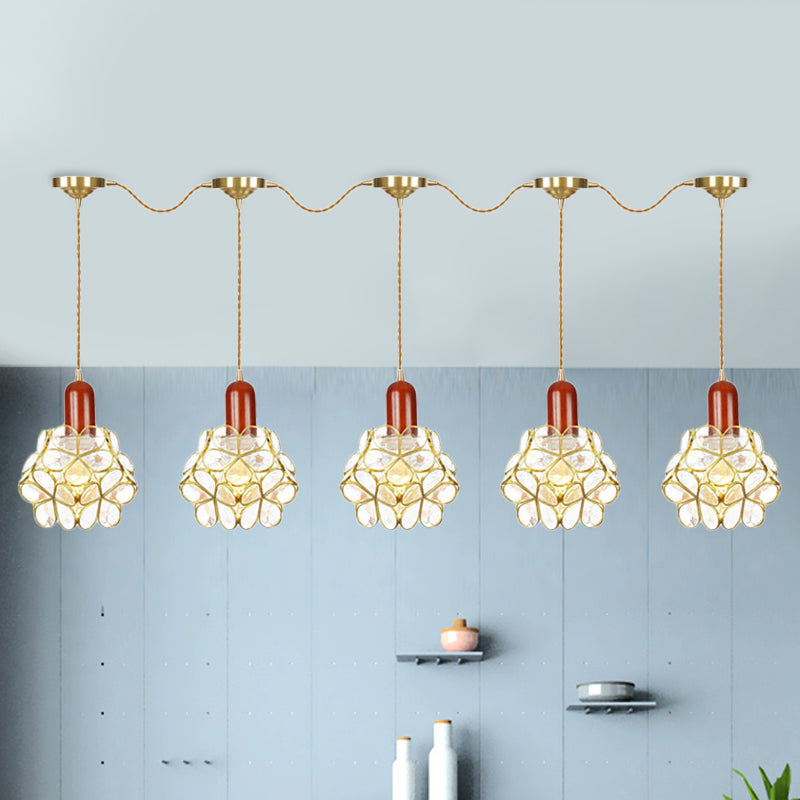 Metal Gold Cluster Cindant Light Floral Floral 3/5/7 Heads Tradition Serie Connection Lampada a soffitto sospeso