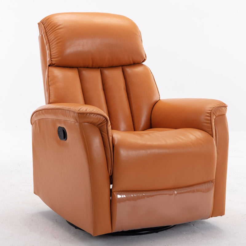 Swivel Rocker Standard Recliner Solid Color Faux Leather Recliner Chair