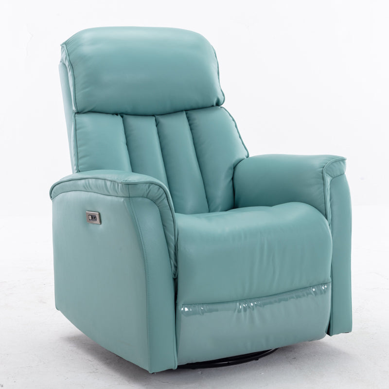 Swivel Rocker Standard Recliner Solid Color Faux Leather Recliner Chair