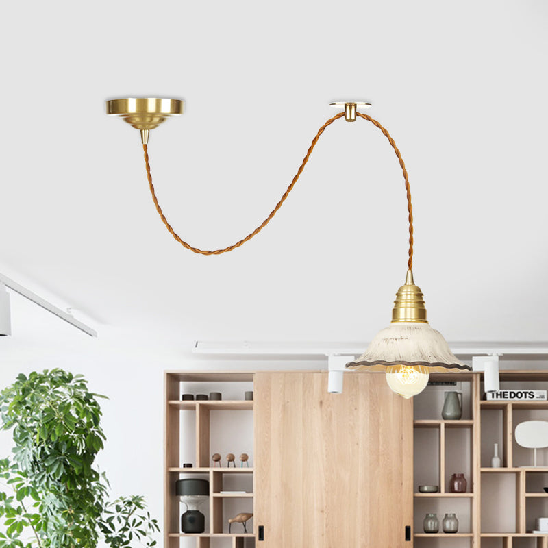 Keramik mit überbrochenem hängenden Beleuchtung traditionelle 1 leichte Wohnzimmer Deckenlampe in Gold