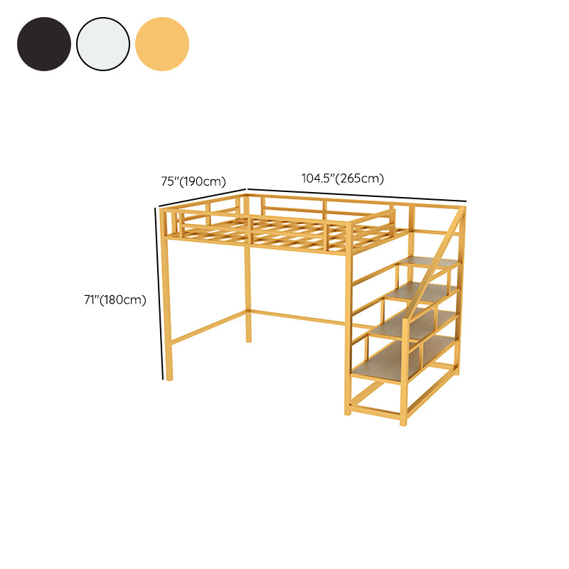 Contemporary Loft Bed with Staircase and Guardrail and Shelves