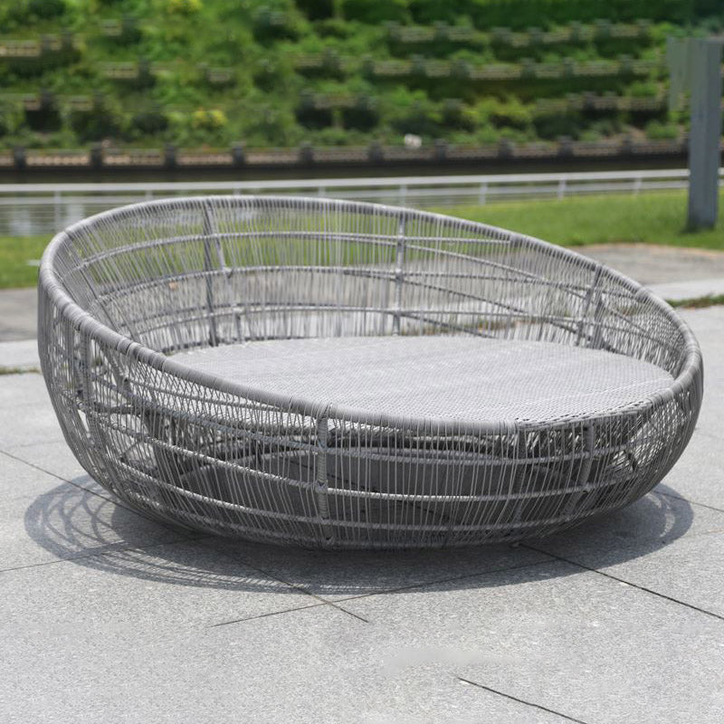 Round Metal Frame Patio Sofa Modern Outdoor Patio Sofa with Cushion