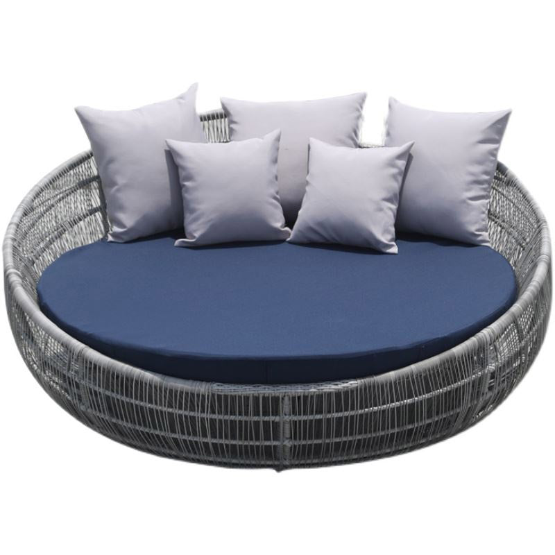 Round Metal Frame Patio Sofa Modern Outdoor Patio Sofa with Cushion