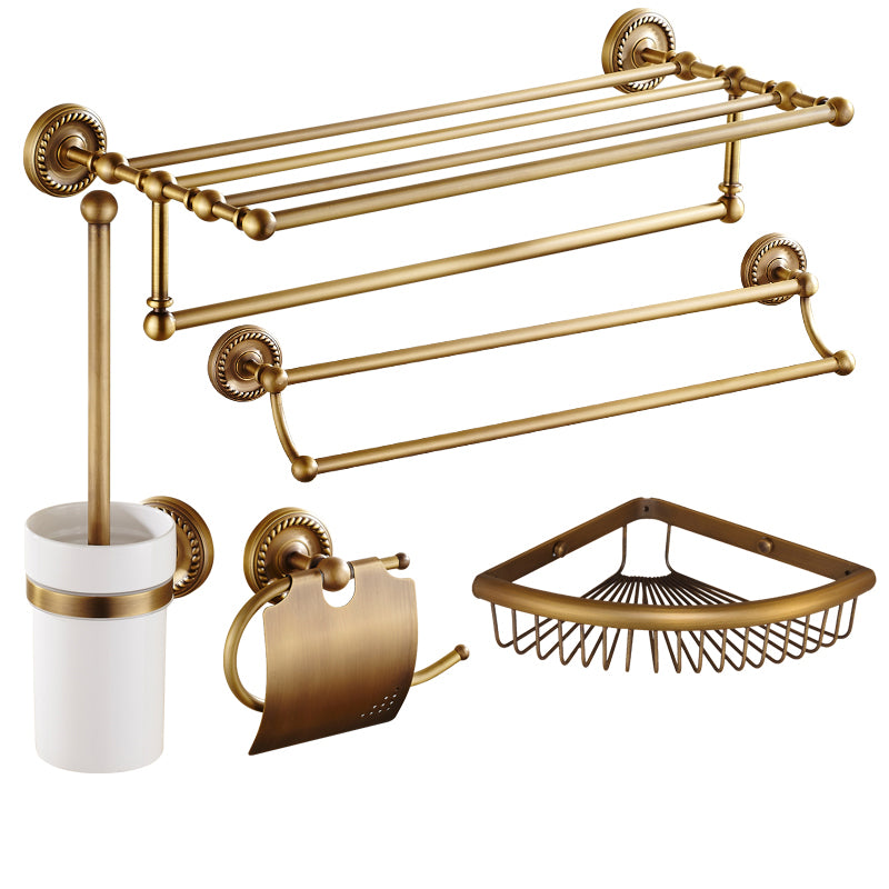 Traditional Bathroom Hardware Set Gold Metal Bathroom Accessory Kit